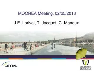 MOOREA Meeting, 02/25/2013 J.E. Lorival , T. Jacquet , C. Maneux
