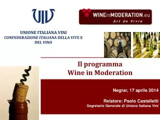 Negrar, 17 aprile 2014 Relatore: Paolo Castelletti Segretario Generale di Unione Italiana Vini