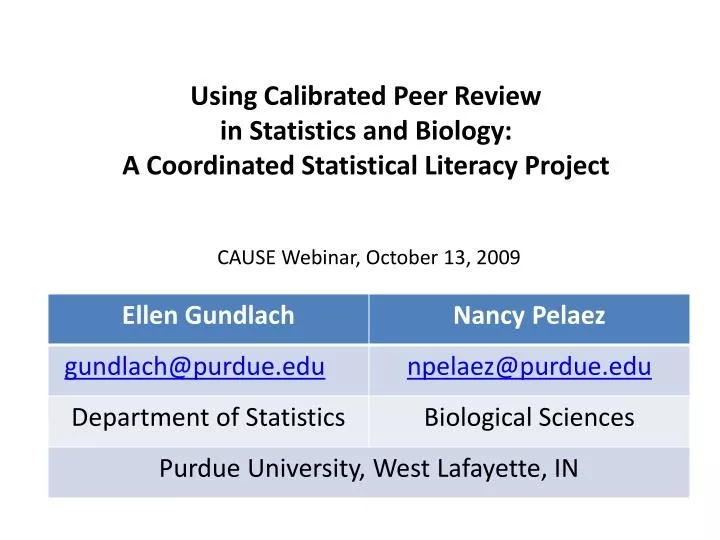 using calibrated peer review in statistics and biology a coordinated statistical literacy project