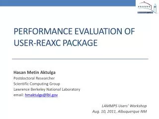 Performance Evaluation of USER-REAXC Package