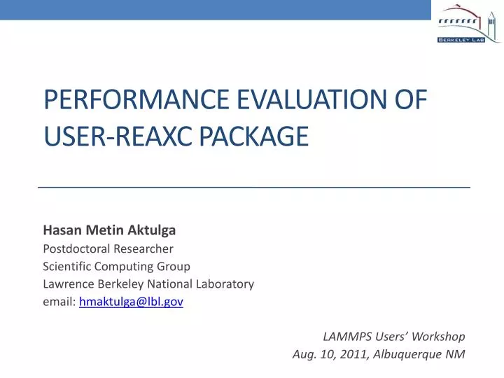 performance evaluation of user reaxc package