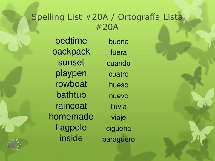 spelling list 20a ortograf a lista 20a
