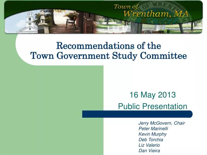 recommendations of the town government study committee