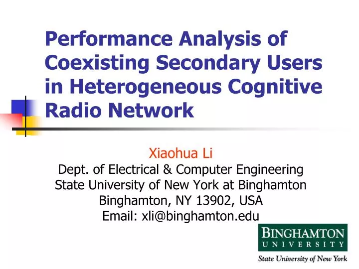 performance analysis of coexisting secondary users in heterogeneous cognitive radio network