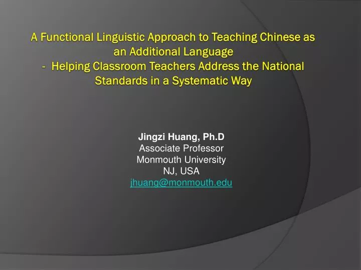 jingzi huang ph d associate professor monmouth university nj usa jhuang@monmouth edu