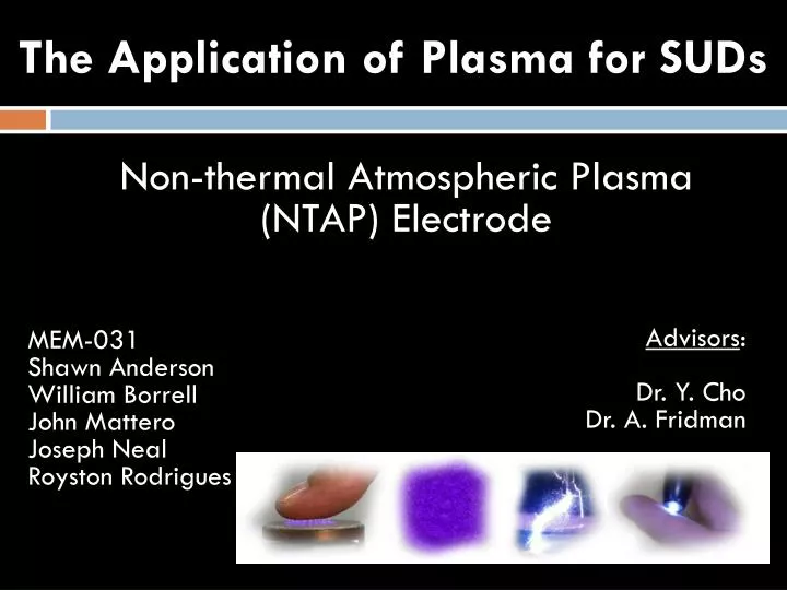 the application of plasma for suds