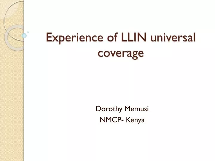 experience of llin universal coverage
