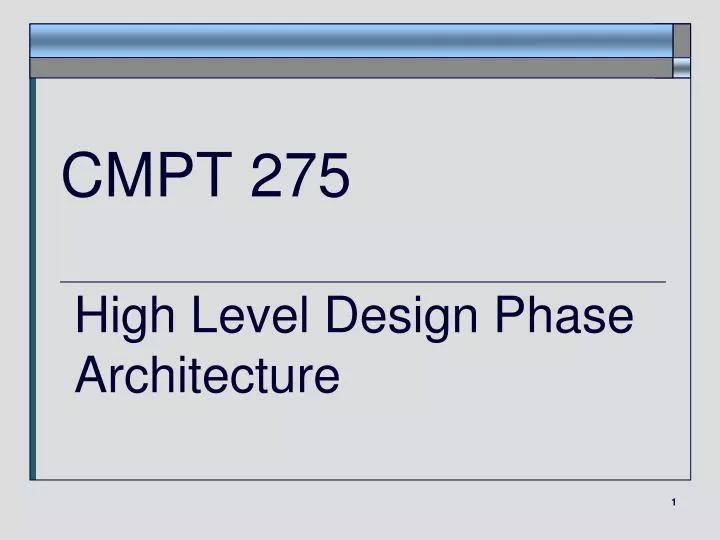 cmpt 275 high level design phase architecture