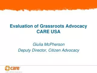 Evaluation of Grassroots Advocacy CARE USA