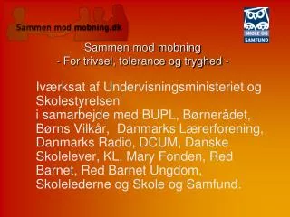 sammen mod mobning for trivsel tolerance og tryghed
