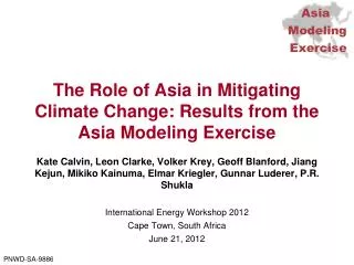 The Role of Asia in Mitigating Climate Change: Results from the Asia Modeling Exercise