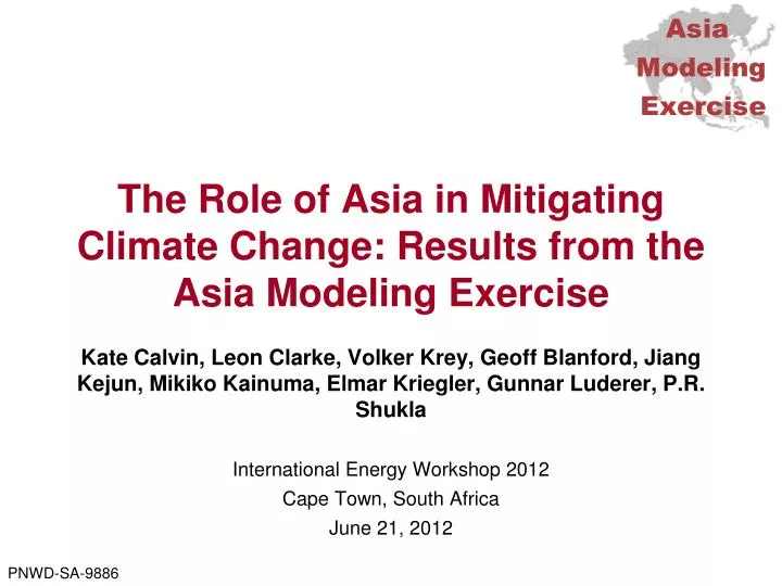 the role of asia in mitigating climate change results from the asia modeling exercise