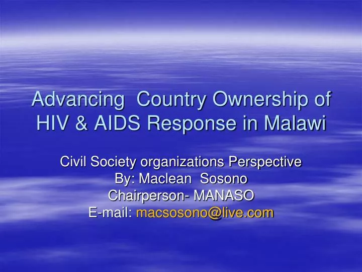 advancing country ownership of hiv aids response in malawi