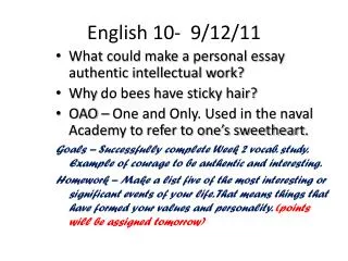 English 10- 9/12/11