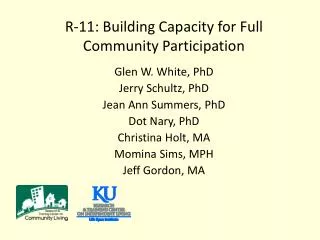 R-11: Building Capacity for Full Community Participation