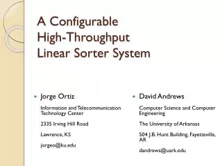 A Configurable High-Throughput Linear Sorter System