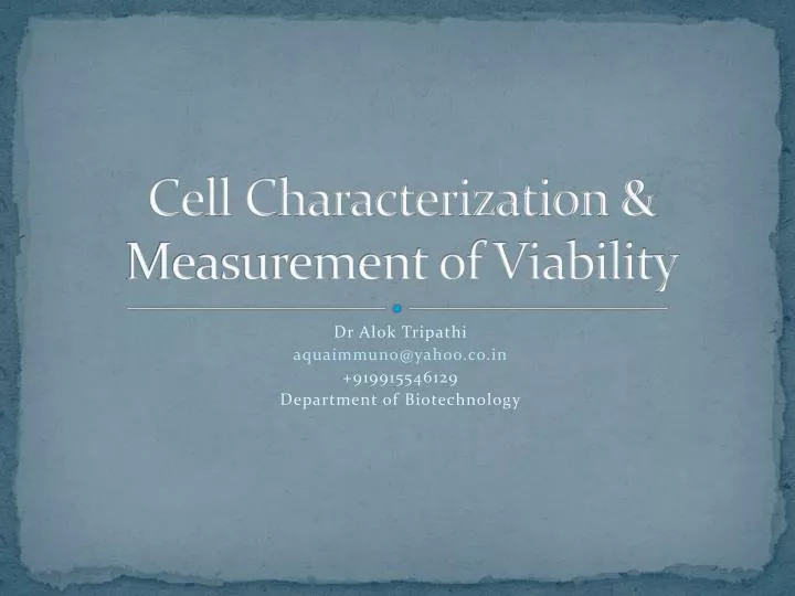 cell characterization measurement of viability