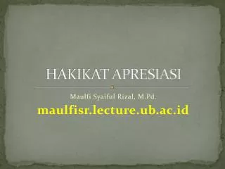 HAKIKAT APRESIASI