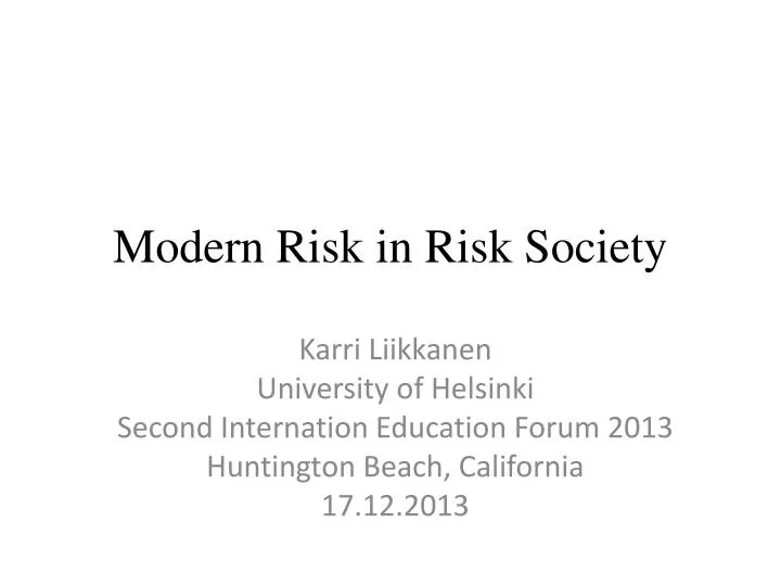 modern risk in risk society