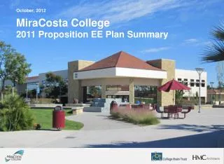MiraCosta College 2011 Proposition EE Plan Summary