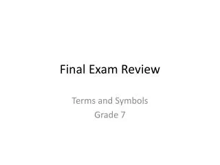 Final Exam Review