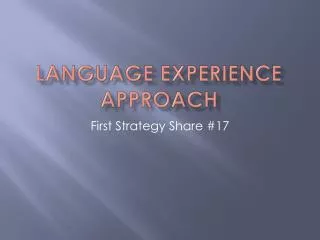 Language Experience Approach