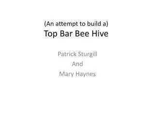 (An attempt to build a) T op Bar Bee Hive
