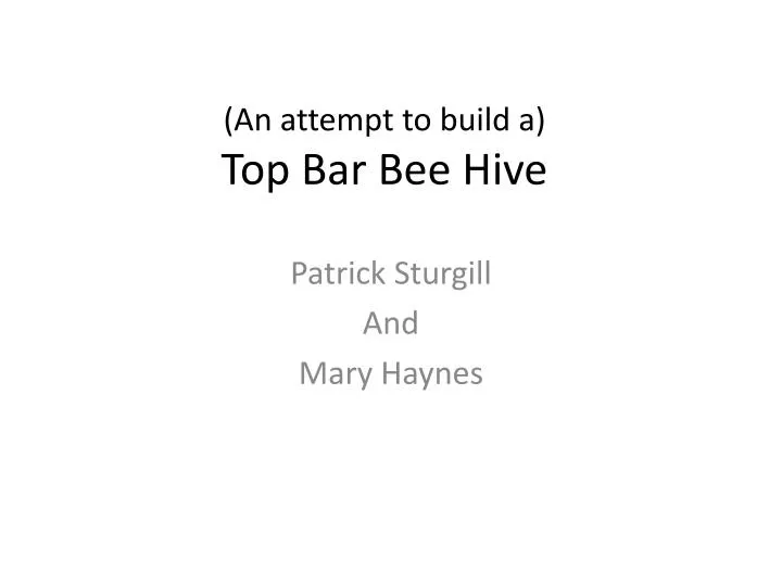 an attempt to build a t op bar bee hive