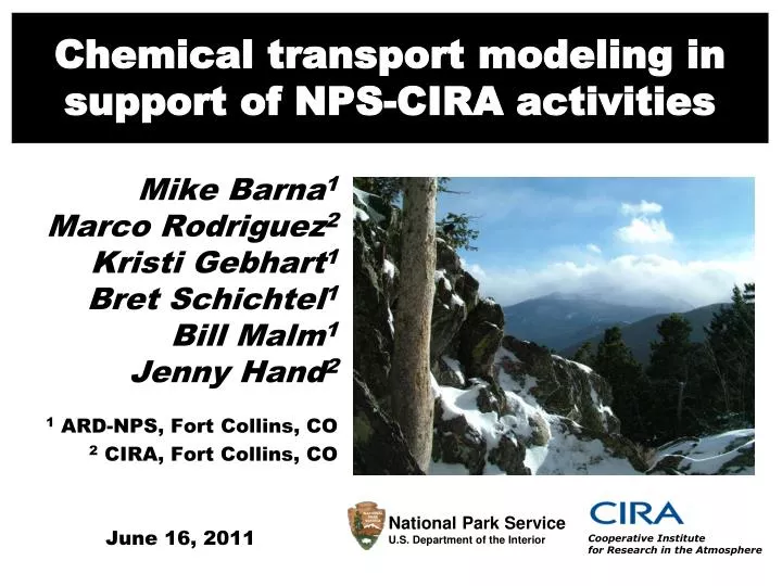 chemical transport modeling in support of nps cira activities