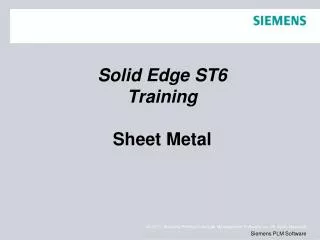 Solid Edge ST6 Training Sheet Metal