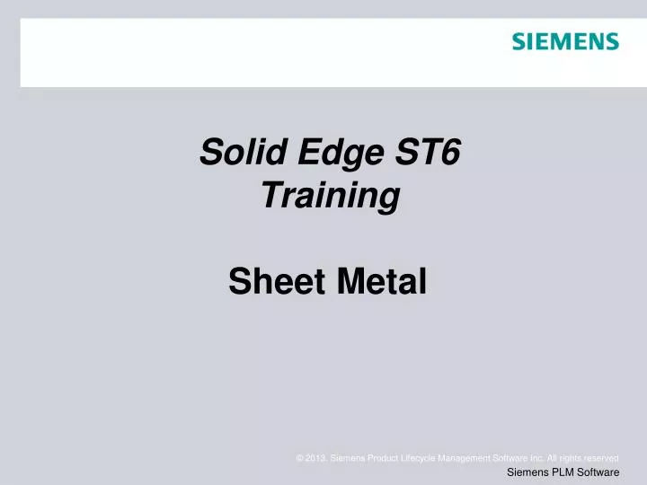 solid edge st6 training sheet metal