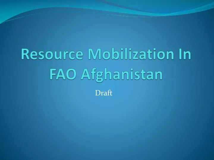 resource mobilization in fao afghanistan