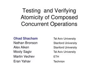 Testing and Verifying Atomicity of Composed Concurrent Operations