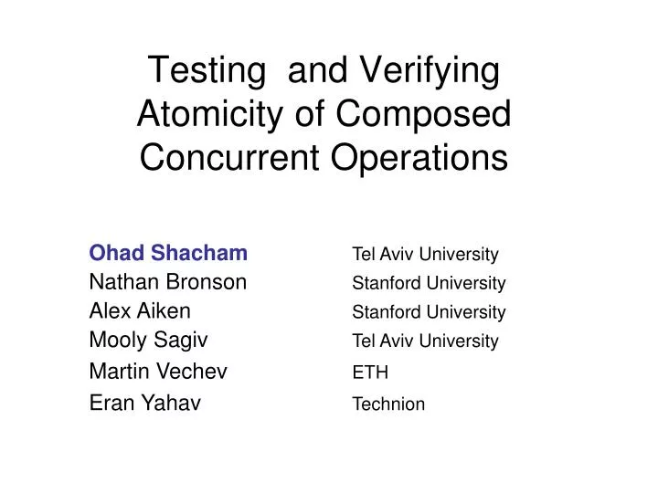 testing and verifying atomicity of composed concurrent operations