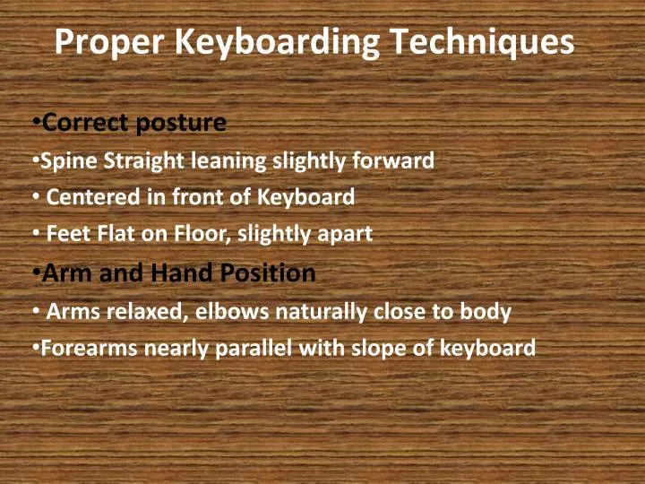 proper keyboarding techniques