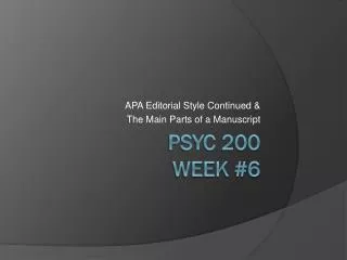 PSYC 200 Week #6
