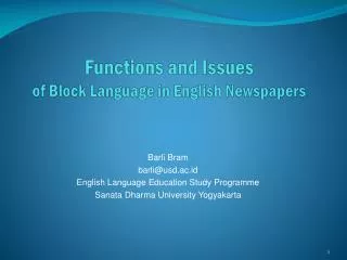 Functions and Issues of Block Language in English Newspapers