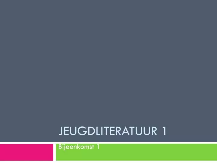 jeugdliteratuur 1