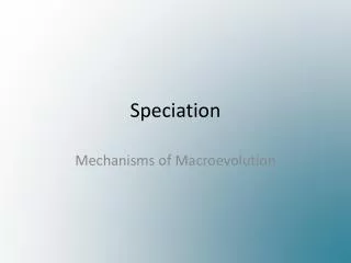 Speciation