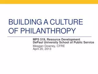Building a Culture of Philanthropy