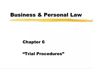 Business &amp; Personal Law