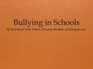 Bullying in Schools