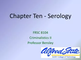 Chapter Ten - Serology