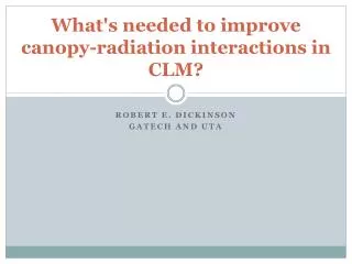 What's needed to improve canopy-radiation interactions in CLM?