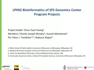 LPHIG Bioinformatics of SFS Genomics Center Program Projects