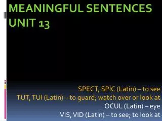 Meaningful Sentences Unit 13