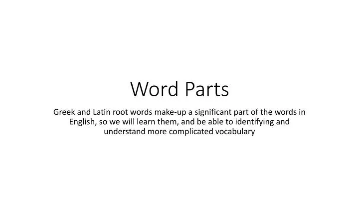 word parts