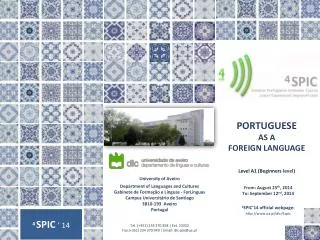 PORTUGUESE AS A FOREIGN LANGUAGE Level A1 (Beginners level )