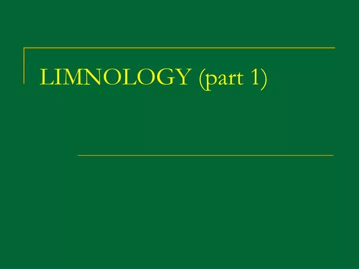 limnology part 1