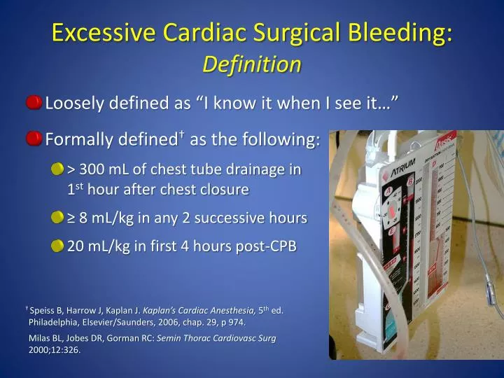 excessive cardiac surgical bleeding definition